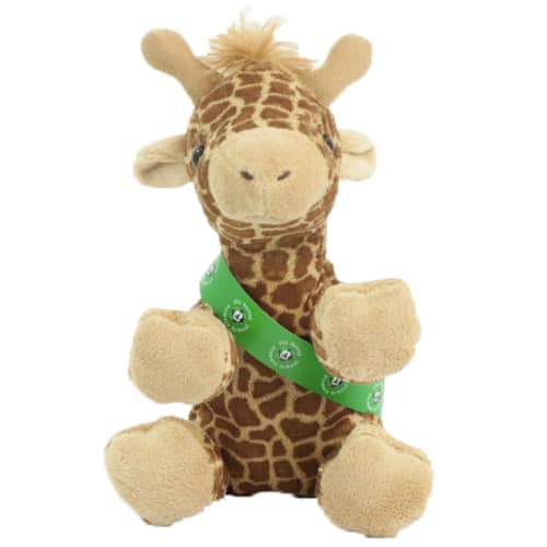 Promotional 14cm Giraffe with Sash in Brown/Kiwi 760 from Total Merchandise