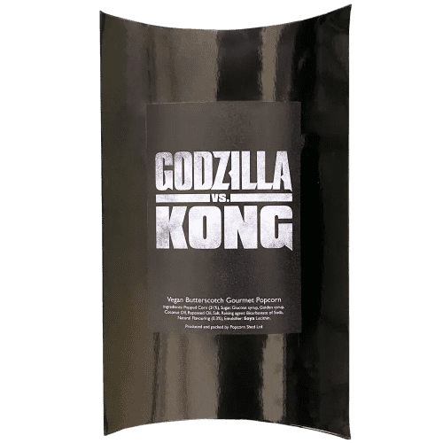 Promotional Gourmet Popcorn Pillow Boxes with a printed design from Total Merchandise - Black