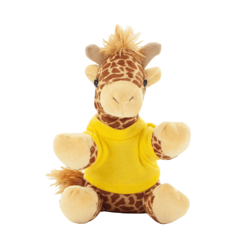 14cm Giraffe with T-Shirt in Brown/Yellow