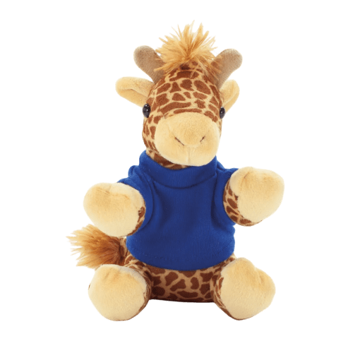 14cm Giraffe with T-Shirt in Brown/Royal Blue