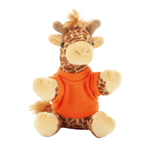 14cm Giraffe with T-Shirt in Brown/Orange