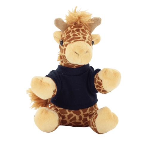 14cm Giraffe with T-Shirt in Brown/Navy