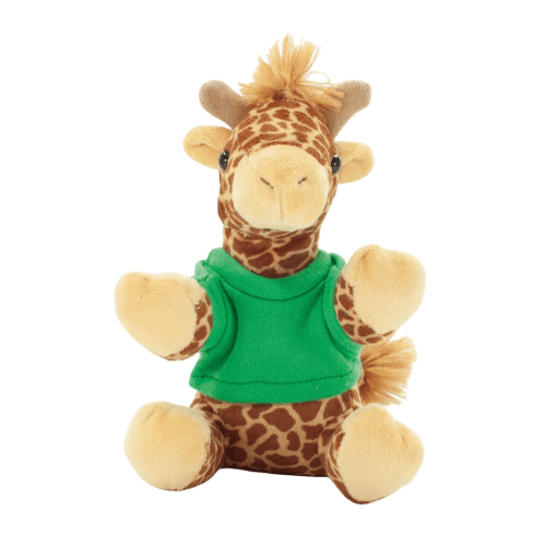 14cm Giraffe with T-Shirt in Brown/Green