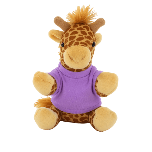14cm Giraffe with T-Shirt in Brown/Lilac