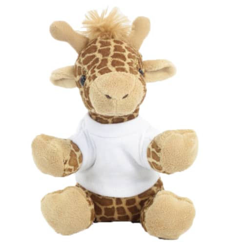 Promotional 14cm Giraffe with T-Shirt in Brown/White from Total Merchandise