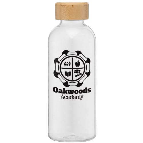 Promotional 650ml RPET Water Bottle with Bamboo Lid with a printed design from Total Merchandise