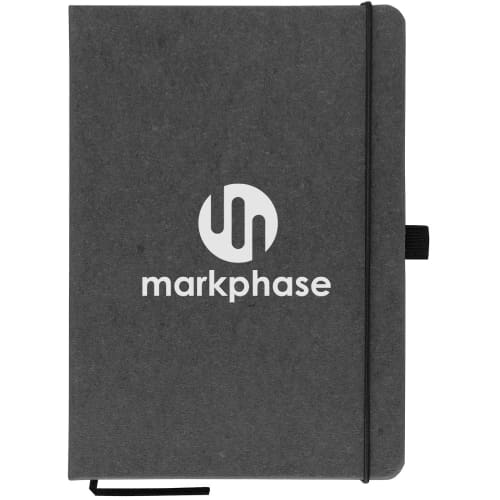 Logo-branded Recycled Leather PU Notebook with a design from Total Merchandise - Black