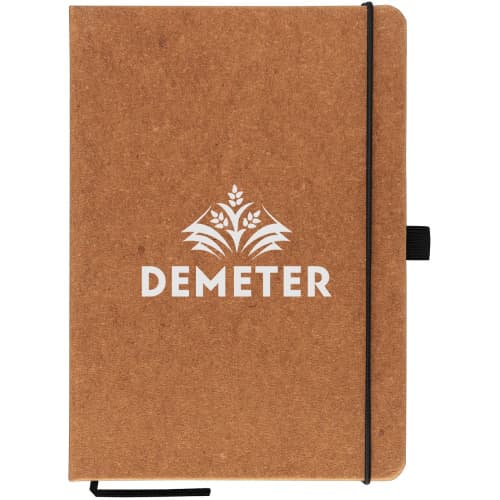 Custom branded Recycled Leather PU Notebook with a printed design from Total Merchandise - Brown