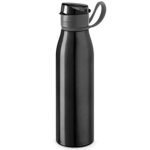 Logo-branded 650ml Aluminium Sports Bottle with a design from Total Merchandise - Black