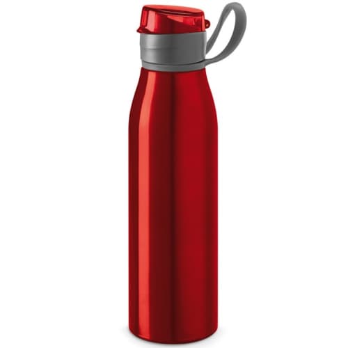 Custom-branded 650ml Aluminium Sports Bottle with a design from Total Merchandise - Red