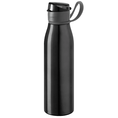 Logo-branded 650ml Aluminium Sports Bottle with a design from Total Merchandise - Black