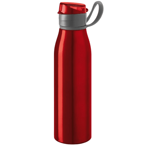 Custom-branded 650ml Aluminium Sports Bottle with a design from Total Merchandise - Red