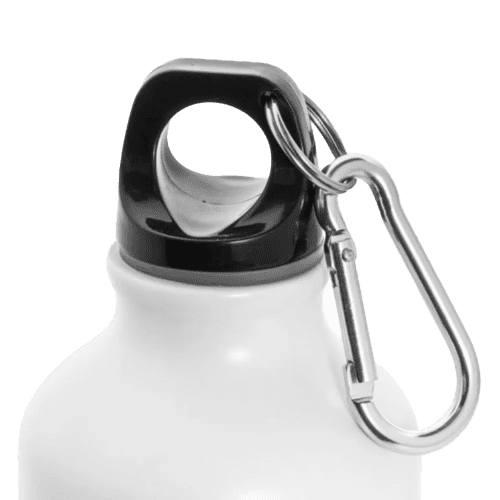 A close up image of the lid of the 550ml Aluminium Bottle with a design from Total Merchandise