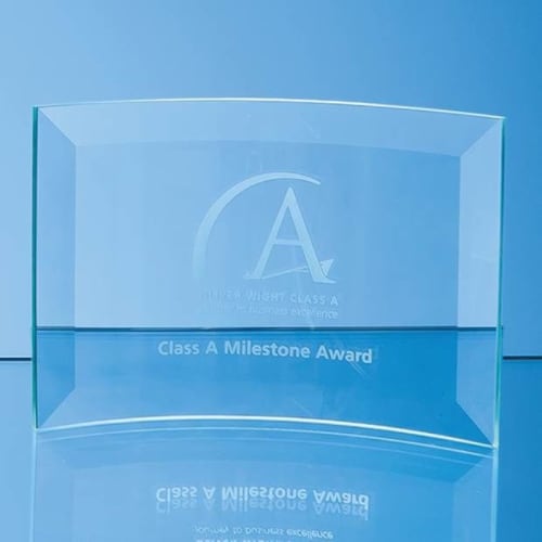 Customisable Small Jade Glass Bevelled Crescent Awards from Total Merchandise