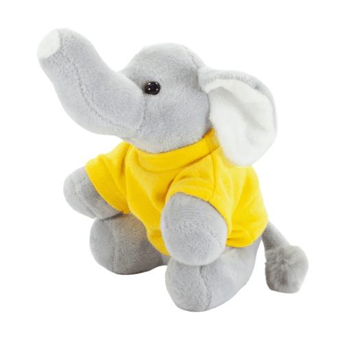 14cm Elephant with T-Shirt in Grey/Yellow