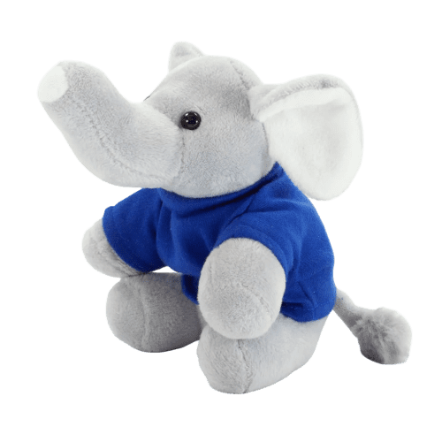 14cm Elephant with T-Shirt in Grey/Royal Blue