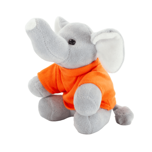 14cm Elephant with T-Shirt in Grey/Orange