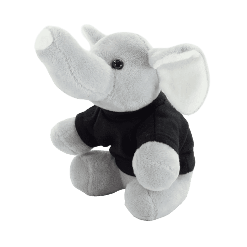 14cm Elephant with T-Shirt in Grey/Black