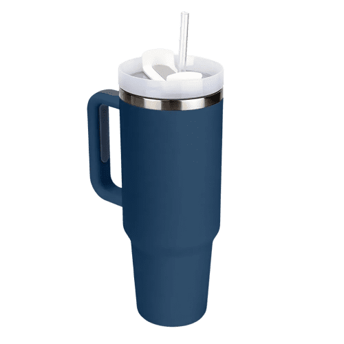 Custom Printed 40oz Extra Large Tumbler with Straw and Handle in Navy from Total Merchandise