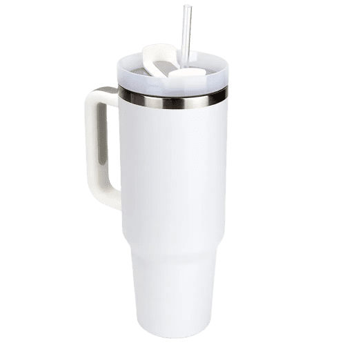 Custom Printed 40oz Extra Large Tumbler with Straw and Handle in White from Total Merchandise
