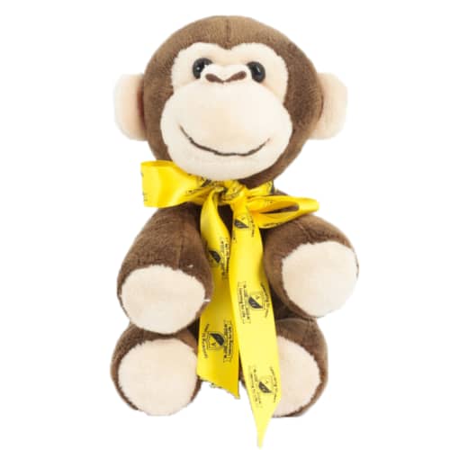 Logo printed 14cm Monkey with Bow in Brown/Sunflower from Total Merchandise