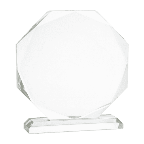 Promotional 11.5cm Jade Glass Facetted Octagon Award from Total Merchandise