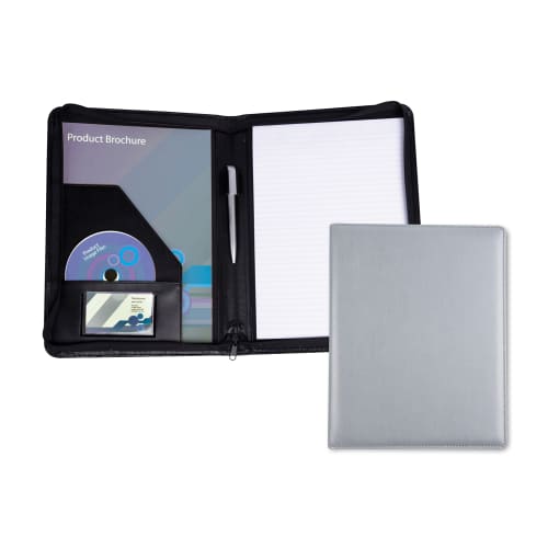 Branded Belluno A4 Zipped Conference Folder in Light Grey from Total Merchandise