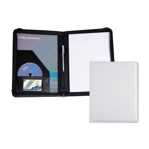 Custom branded Belluno A4 Zipped Conference Folder in White from Total Merchandise