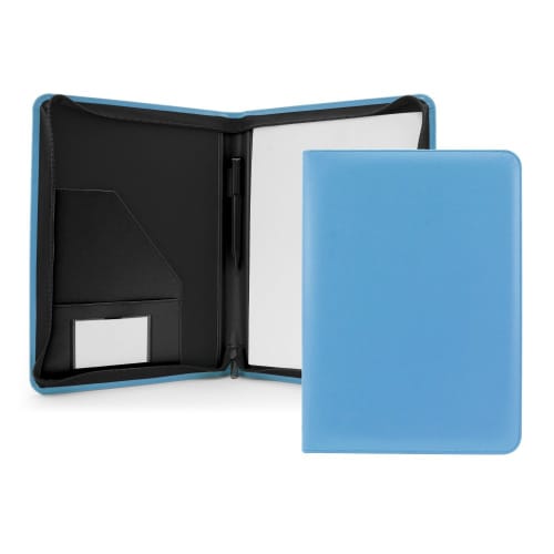 Promotional Belluno A4 Zipped Conference Folder in Sky Blue from Total Merchandise