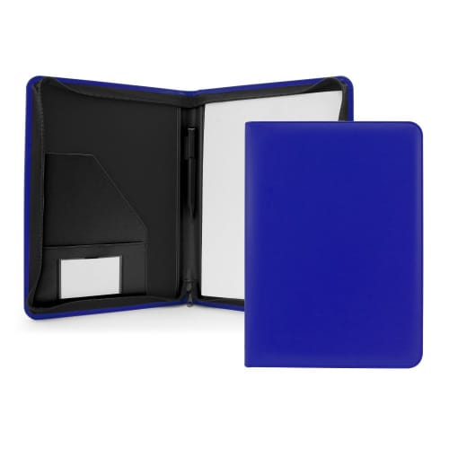 Logo printed Belluno A4 Zipped Conference Folder in Reflex Blue from Total Merchandise