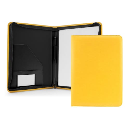 Personalisable Belluno A4 Zipped Conference Folder in Yellow from Total Merchandise