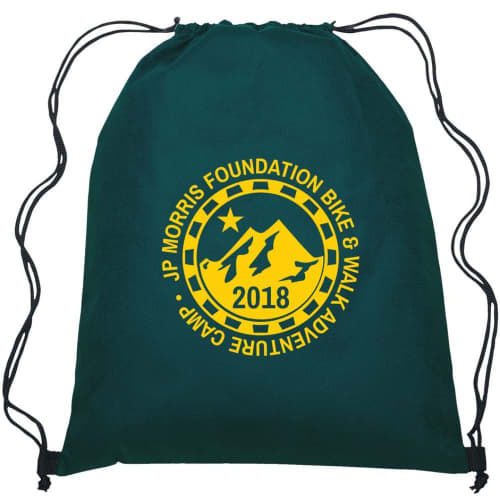 Custom branded Ibiza Drawstring bag with a printed design from Total Merchandise - Forest Green