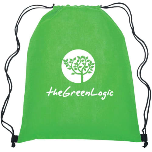 Promotional Ibiza Drawstring Backpack with a printed design from Total Merchandise - Lime Green
