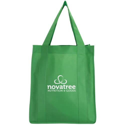 Custom branded Malaga Shopping Tote Bag with a printed design from Total Merchandise - Green