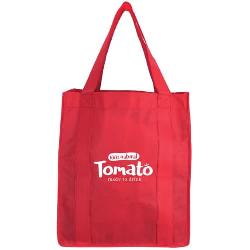 Branded Malaga Shopping Tote Bag with a printed design from Total Merchandise - Red