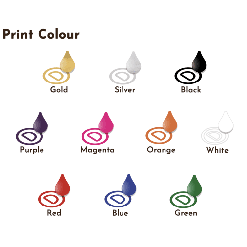 Available colours that can be printed onto the white wrapper from Total Merchandise