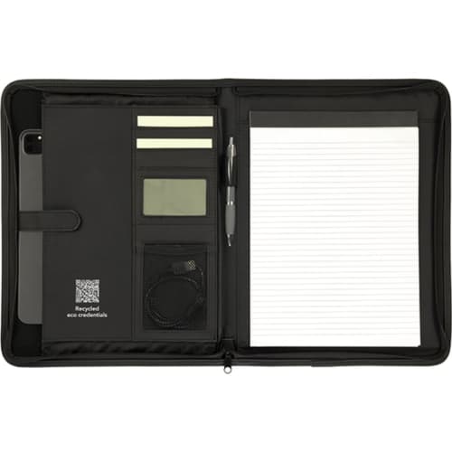 Promotional Recycled Oversized A4 Tablet Conference Folder in Black from Total Merchandise