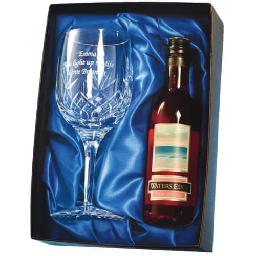 Logo branded Rose Wine and Glass Gift Sets with a printed design from Total Merchandise