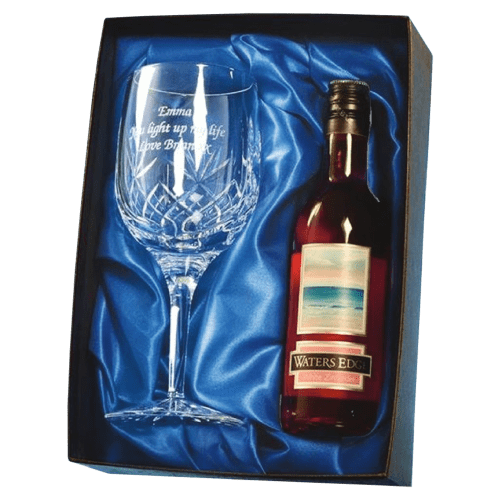 Logo branded Rose Wine and Glass Gift Sets with a printed design from Total Merchandise