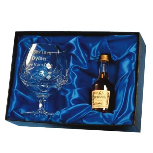Custom Branded Brandy and Glass Gift Set with an engraved design from Total Merchanidse