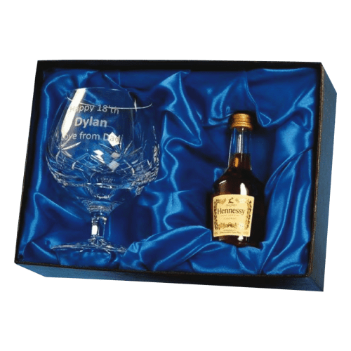 Custom Branded Brandy and Glass Gift Set with an engraved design from Total Merchanidse