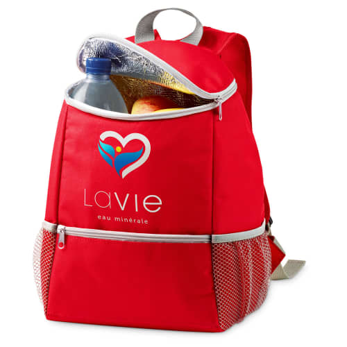 Promotional 10L Cooler Backpack in Red printed with your design from Total Merchandise