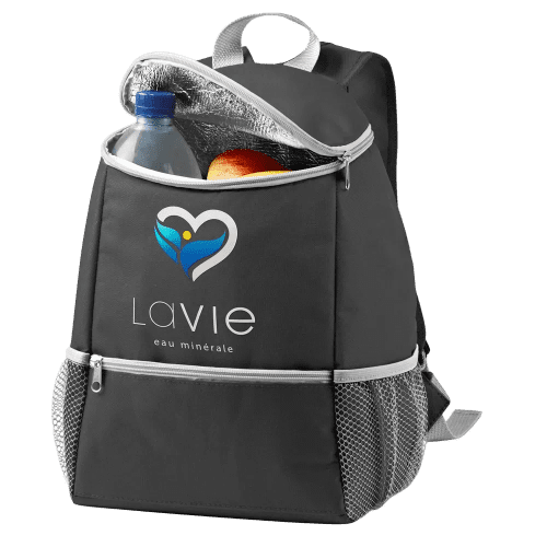 Custom printed 10L Cooler Backpack in Black printed with your design from Total Merchandise