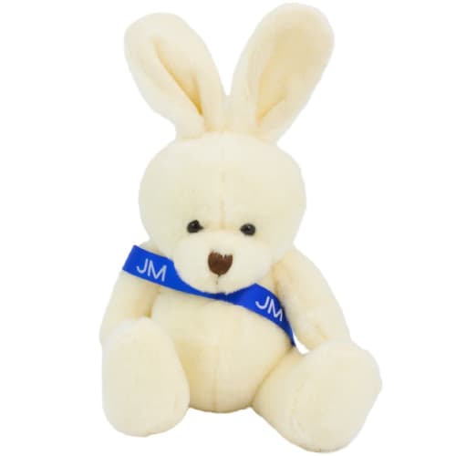 Custom branded 15cm Rabbit with Sash from Total Merchandise - Cream