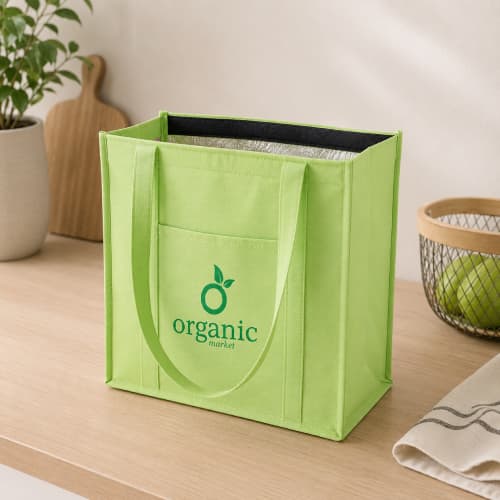 Lifestyle image of the 10L Non-Woven Cooler Bag by Total Merchandise