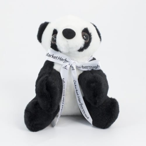 Promotional 16cm Panda with Bow in Black/White from Total Merchandise