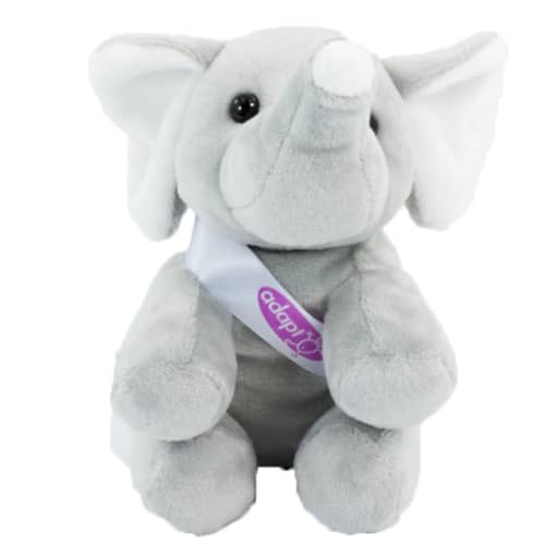 Promotional 14cm Elephant with Sash in Grey/White printed your company logo from Total Merchandise