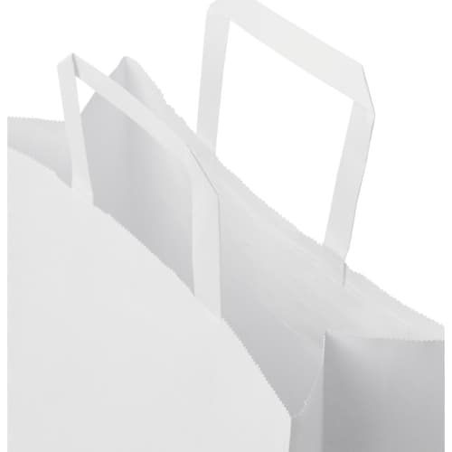 Logo Printed Medium White Kraft Paper Bag with Flat Handles in White from Total Merchandise