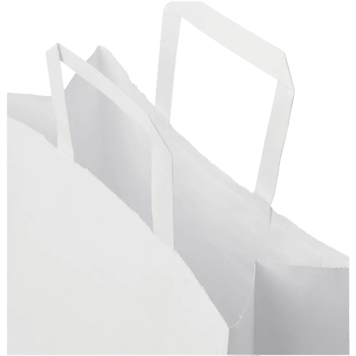 Logo Printed Medium White Kraft Paper Bag with Flat Handles in White from Total Merchandise