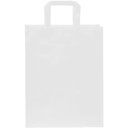 Personalisable Medium White Kraft Paper Bag with Flat Handles in White from Total Merchandise